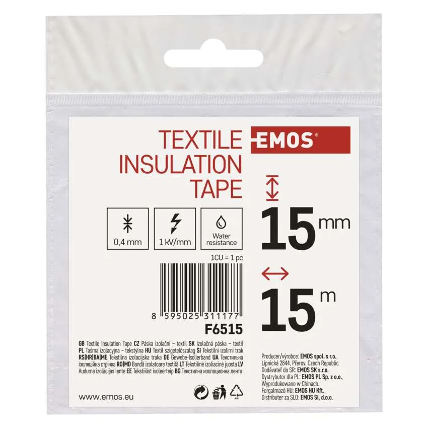 Лента изоляционная Emos 15 мм x 15 м х/б F6515