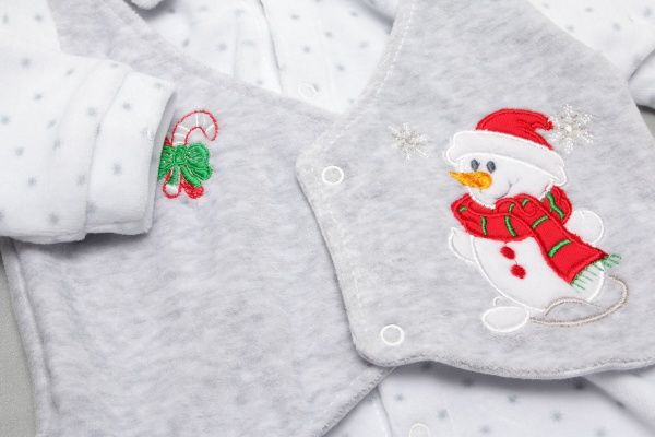 Комбинезон детский Фламинго праздничный р.62 белый с серым 110-522-4 