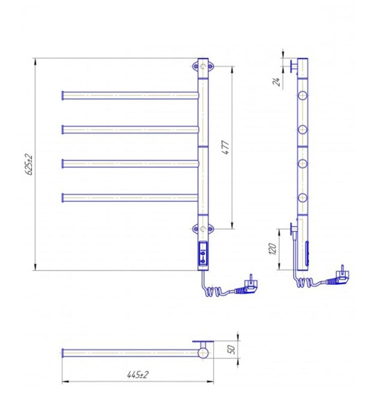 Рушникосушарка електрична Mario Веер-I 600x445/55 електр. TR чорний мат