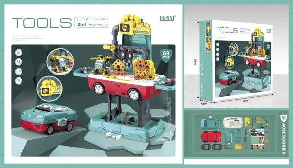 Игровой набор Bowa 2 в 1 спорткар инструменты 69 элементов MX0388371