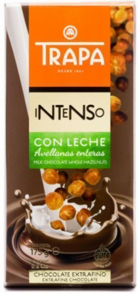 Шоколад Trapa Intenso молочний з цільним фундуком 175 г (8410679232039)