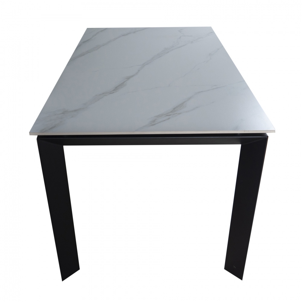 Стол обеденный Ларс 1200(1700)x800x750мм белый матовый/черный