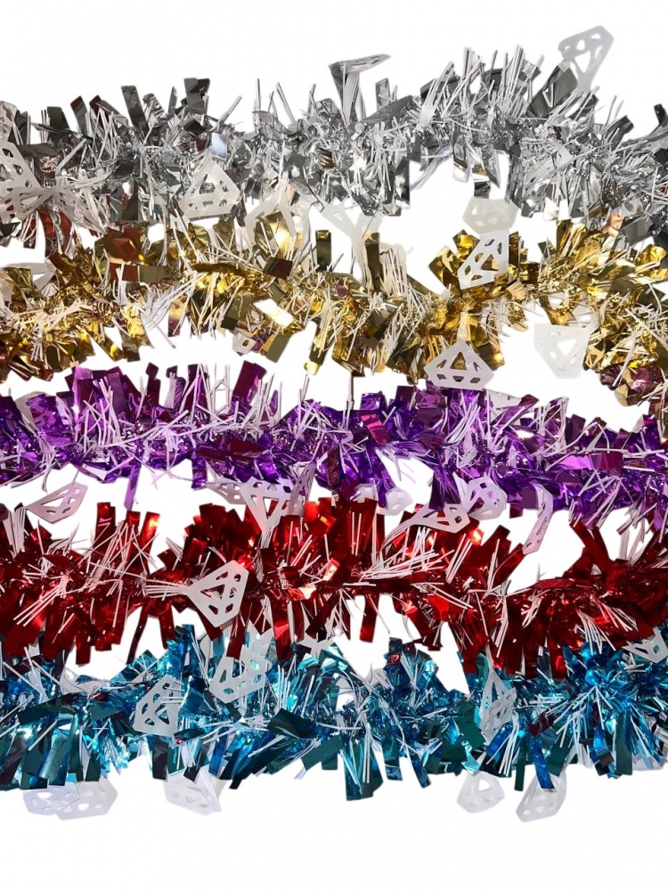 Дождик новогодний Long Dragon LD25-015 9 см 2 м в ассортименте