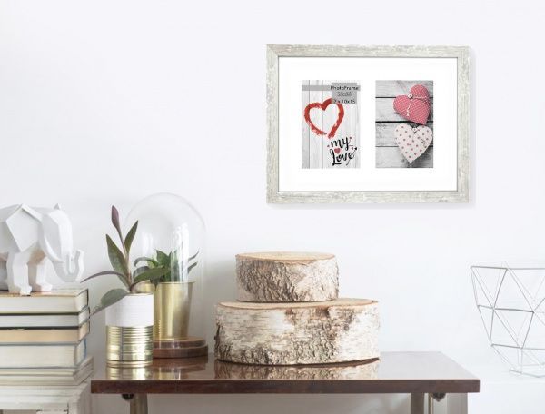 Фоторамка с паспарту SvitArt FKP-2-1913-2B 10x15 см бежевый с серым 