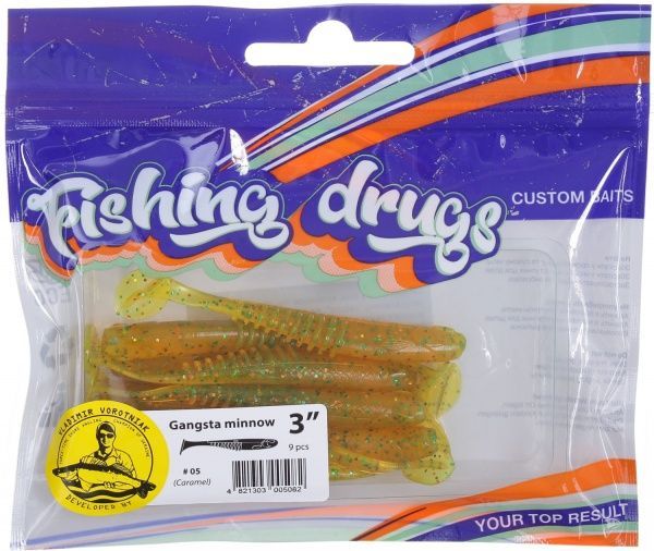 Приманки для ловли рыбы Гангста Минов 76 мм 9 шт. карамель