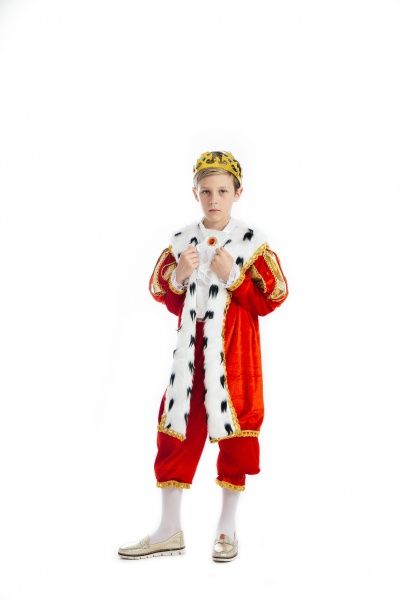 Костюм карнавальний КАРНАВАЛІЯ Король New р.116-122 червоний із білим 