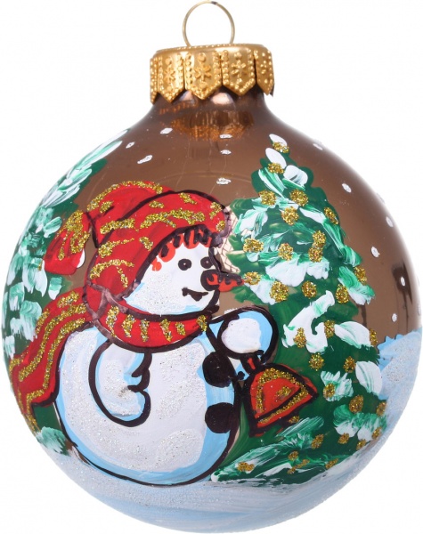 Шар новогодний зимняя сказка ручной работы стеклянный d 80 мм разноцветный