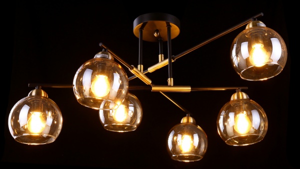 Світильник стельовий Accento lighting Portofino 6x60 Вт E14 чорний/золото ALHu-KC11100-6 