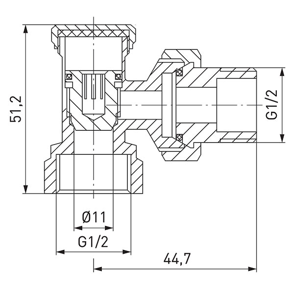 Кран радіаторний Ferro кутовий запірний хром зн1/2”-вр1/2” ZK2Y