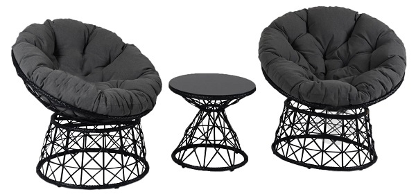 Комплект мебели Bella Vita Лили из искусственного ротанга 2 кресла/стол круглый 54 см графит