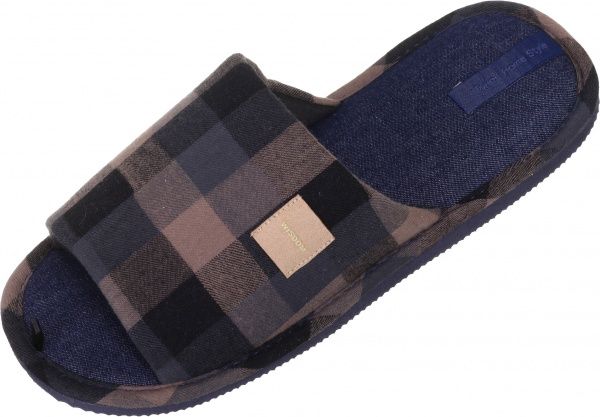 Тапки домашние HS-VL большая клетка р. 44/45 синий с бежевым