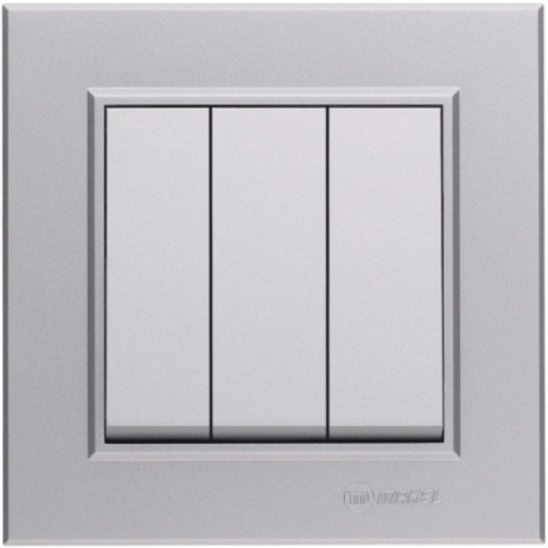 Вимикач триклавішний Makel Karea без підсвітки срібло 56065091