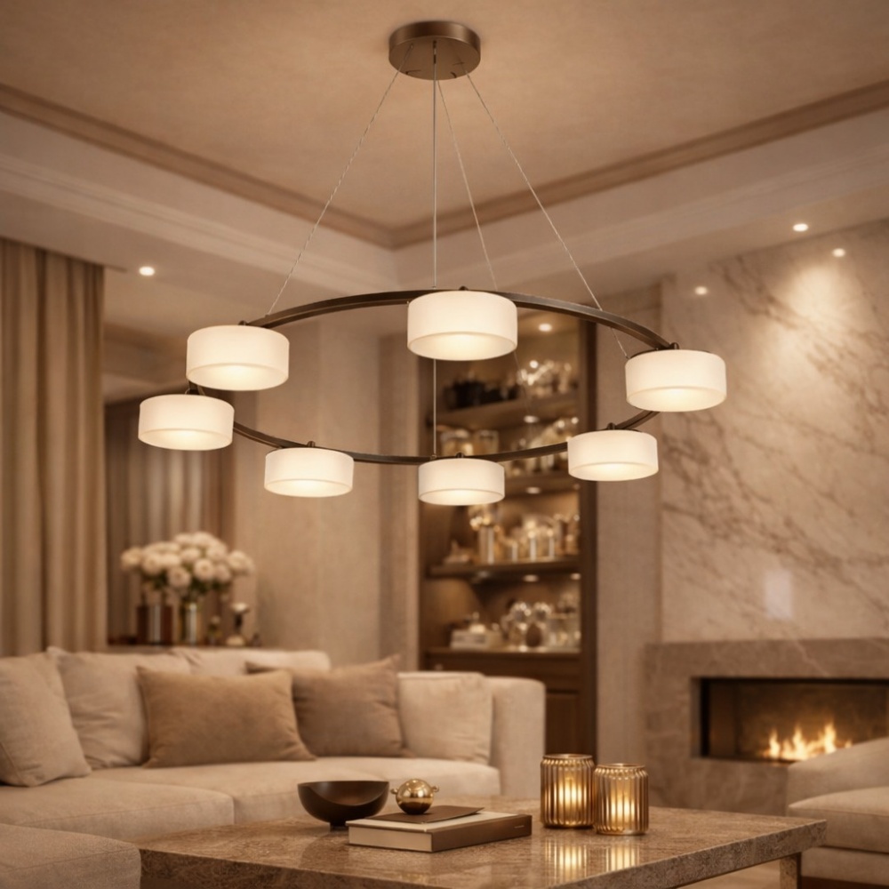 Люстра підвісна LIGHT SET DUSHA MS241-Y7 7x12 Вт GX53 чорний/молочний