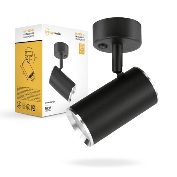 Світильник точковий LightMaster 35 Вт GU10 чорний із сріблястим LightMaster MLT101-1S MR16/GU 