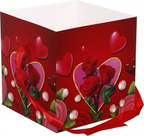 Коробка складана Квіти/серця 20x20x20 см (EBXM9850)