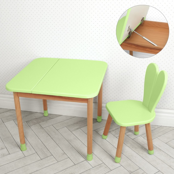 Набор ArinWOOD Зайчик салатовый (стол + стул) с боксом 04-025G-BOX 