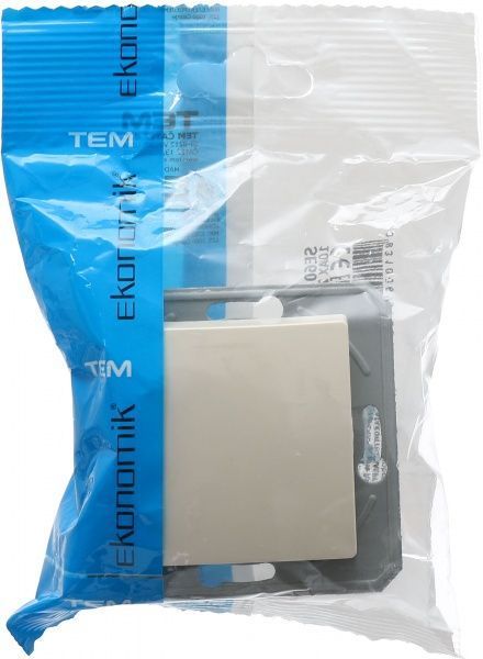 Перемикач прохідний одноклавішний TEM Ekonomik без підсвітки 10 А 250В слонова кістка SE60IWXO-U