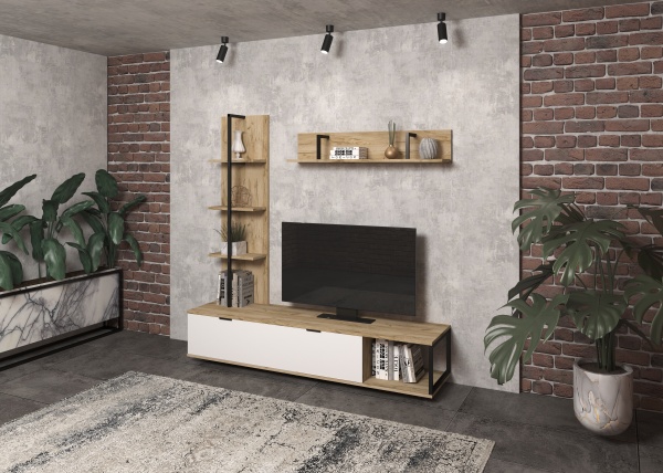 Стенка Харпер 2200х400х1800 ЛВ Вісент белая аляска 