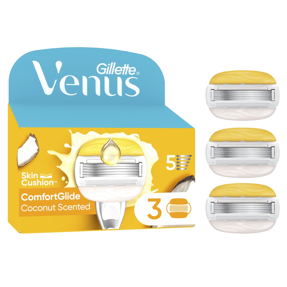 Сменный картридж Gillette Venus ComfortGlide Olay с кокосом 3 шт. — фото 1