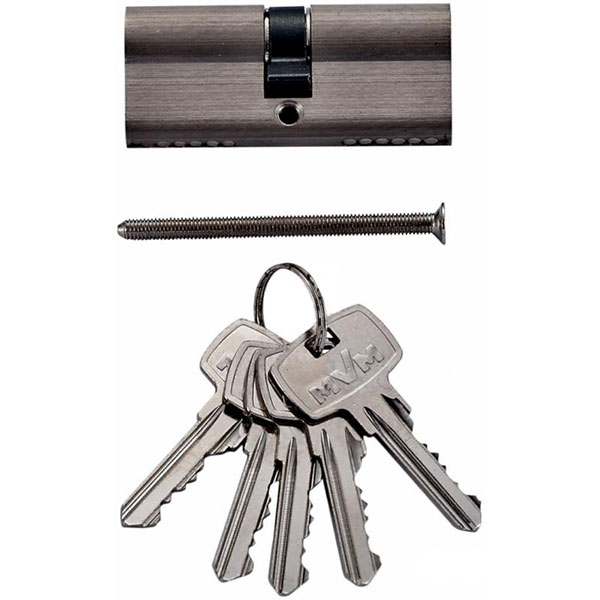 Циліндр MVM Р6Е 30x30 ключ-ключ 60 мм матовий нікель