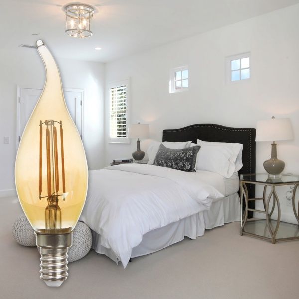 Лампа світлодіодна FIL LB-59 CF37 4 Вт E14 2200 К 230 В жовта 