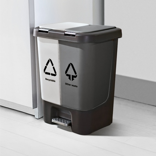 Відро з педаллю MVM 20 л сіре BIN-05 (10+10L) LIGHT GRAY/GRAY