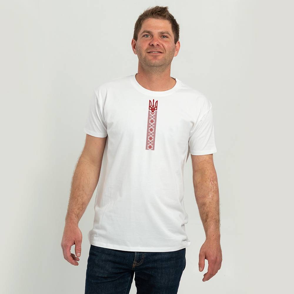 Футболка чоловіча Sol's Regent Вишиванка орнамент стрічкою р.M білий