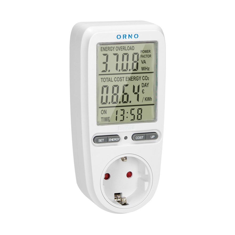 Энергометр розеточный E.NEXT 16А shuko белый OR-WAT-435(GS)