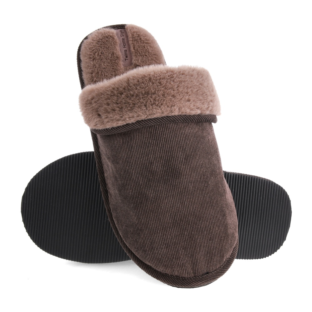 Тапки домашние Velvet с отворотом меховые 15872 р.40/41 коричневый