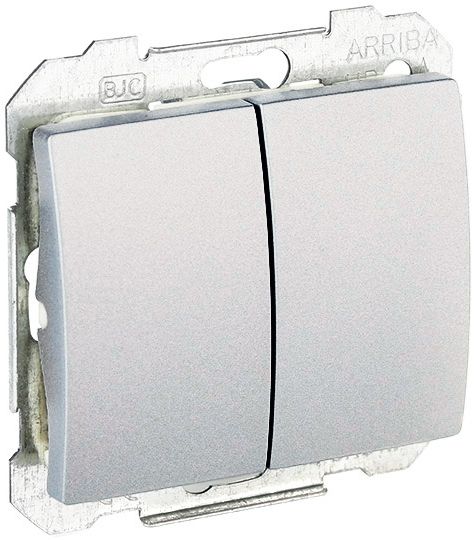 Выключатель проходной двухклавишный Siemens Iris без подсветки 16 А 250В IP20 алюминий меркурий 18510 MA