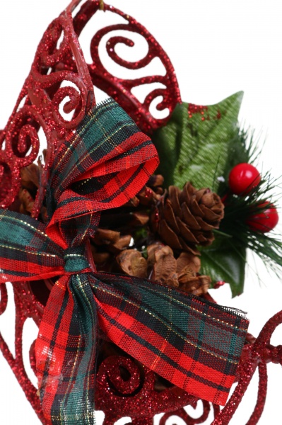 Декоративная подвеска Санки с декором 13x8,5x4,5 см красный LD21002