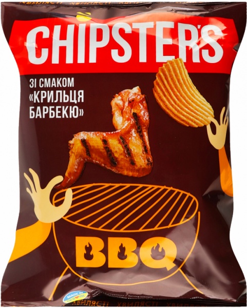 Чипси Chipsters хвилясті зі смаком Крильця барбекю 120 г