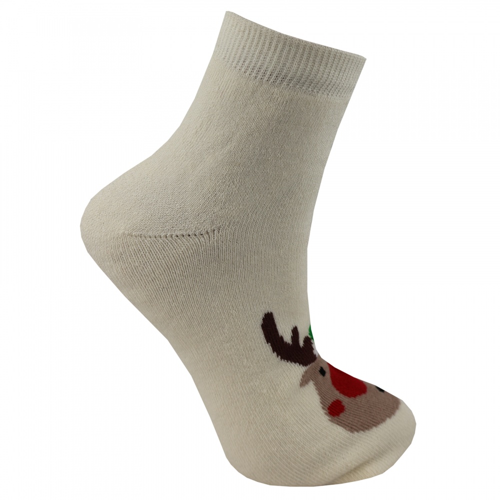 Носки махровые унисекс Premier Socks Новый год Рудольф р. 18–20 молочный