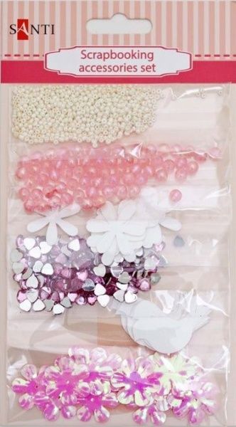 Набор декоративных украшений для скрапбукинга, розовый 6 шт.