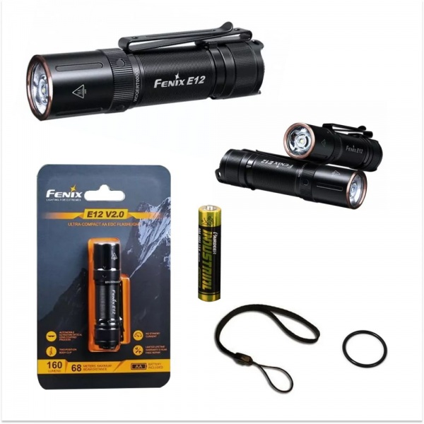 Фонарик Fenix ручной E12 V2.0 черный