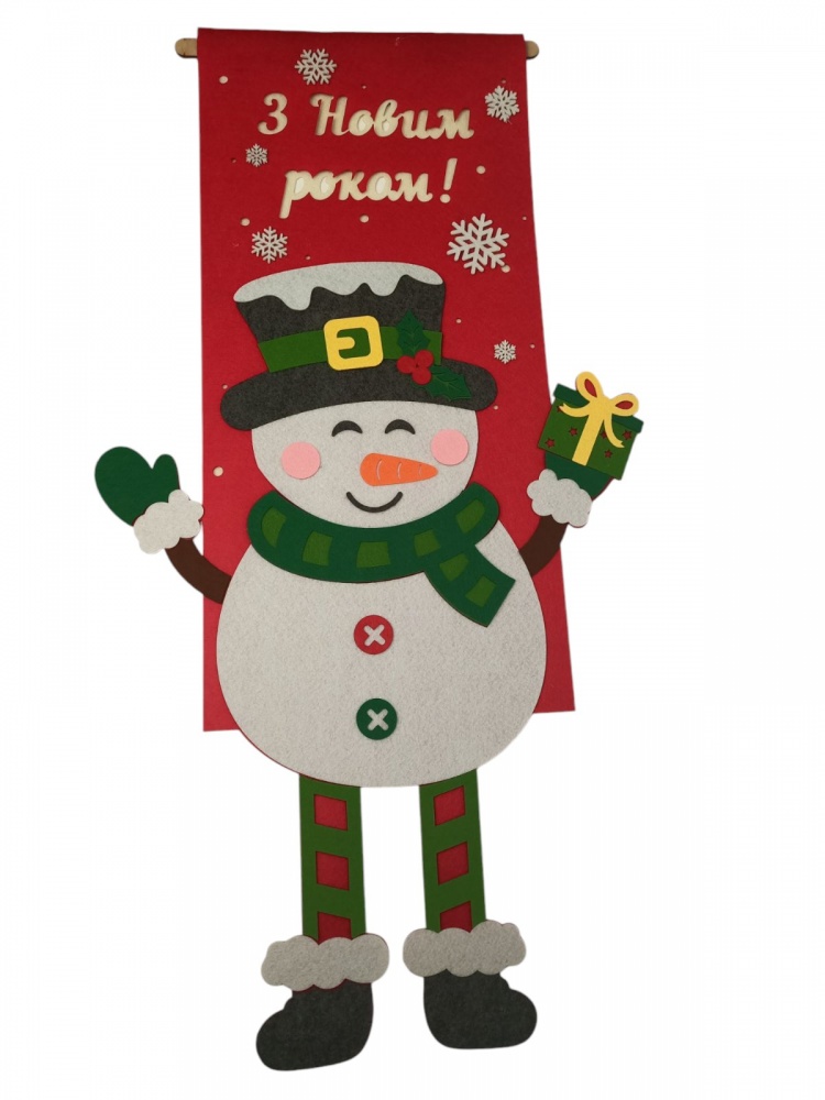 Декор Аплі Краплі Снеговик на флаге 2 мм 70x38 см разноцветный