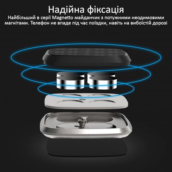 Тримач магнітний Promate Magnetto сріблястий