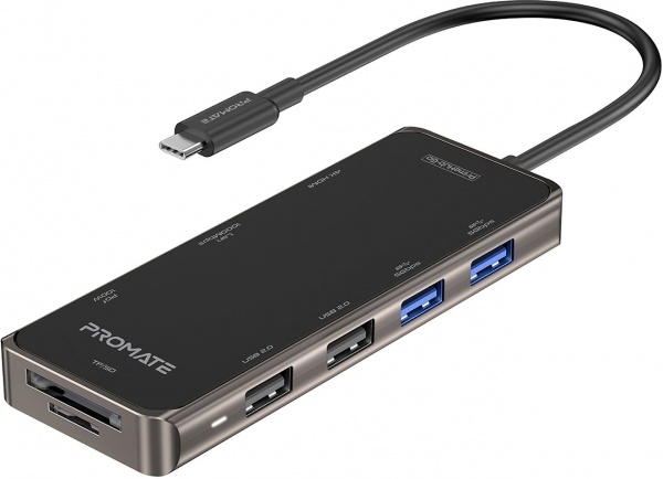 USB-хаб Promate PrimeHub-Go 9-в-1 USB-C PD/HDMI/2xUSB 3.0/2xUSB 2.0/RJ45/SD/MicroSD