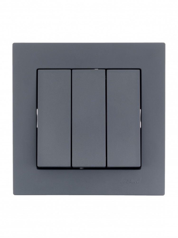 Вимикач триклавішний Lezard Vesna без підсвітки шефілд грей 742-3488-109