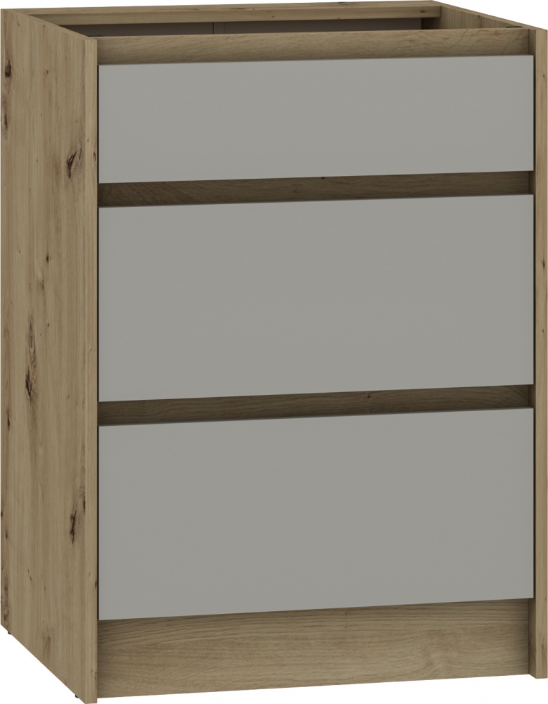 Тумба нижняя 60х82х52 с ящиками МС Злата + фасад шиншилла серая/дуб артизан Грейд