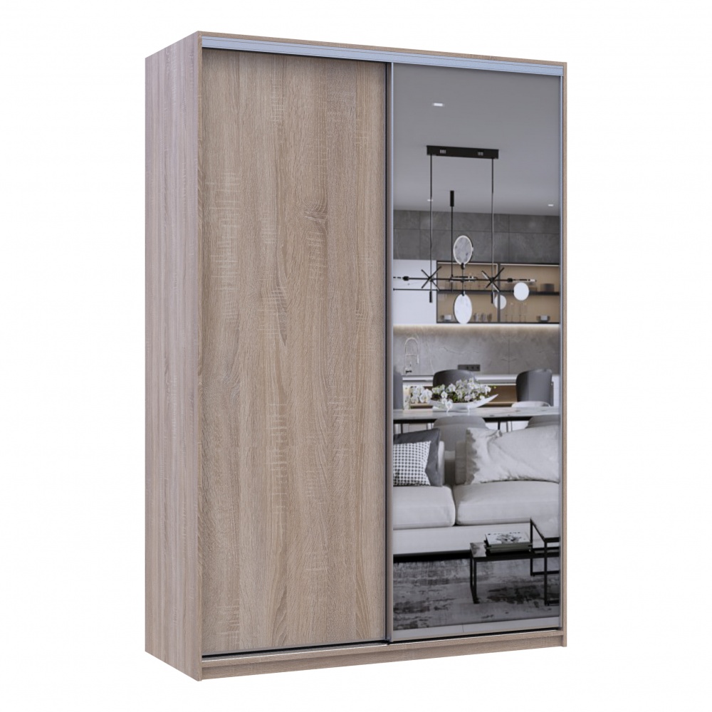 Шафа-купе Сіті Лайт Doros ДСПдзеркало 1,5 м 1500x600x2250 мм дуб сонома двері ДСП/дзеркало