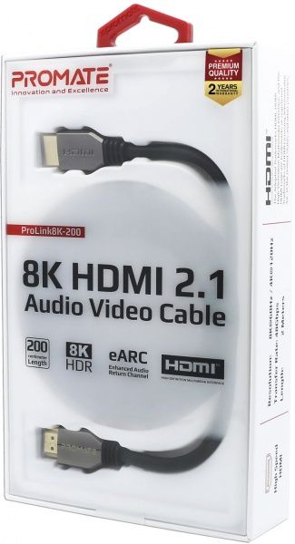 Кабель Promate HDMI 2 м чорний (prolink8K-200.black) 