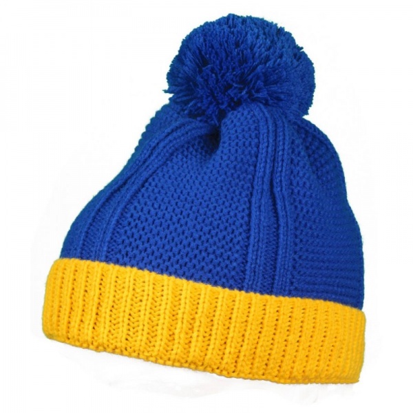 Шапка Cofee жовто-синя з помпоном р. one size UA5500.10