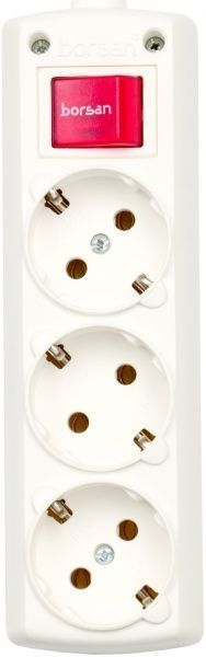 Колодка Borsan с выключателем с заземлением 3 гн. белый BR.1563-0 