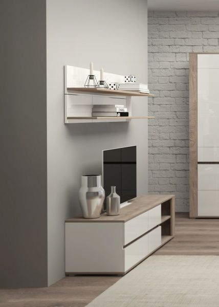 Полиця Accord Ares12 1100x220x220 мм дуб ендгрейн/білий глянець 