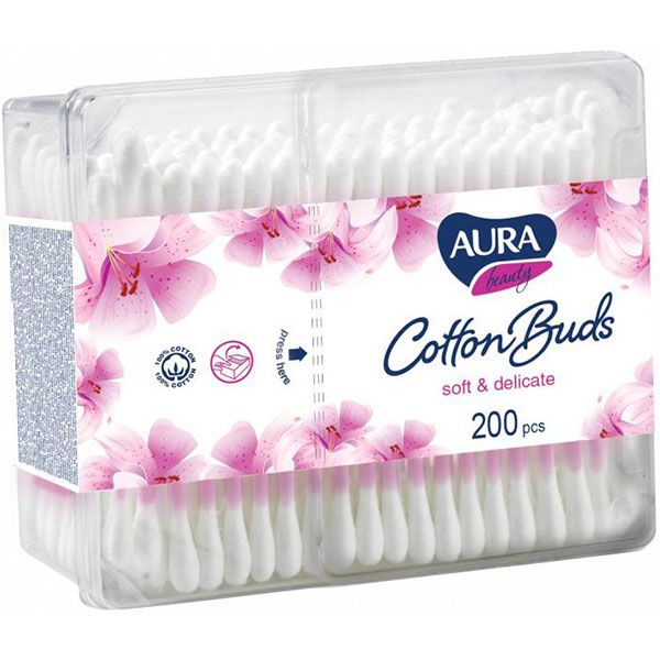 Ватні палички Aura beauty Soft & delicate 200 шт. (квадратна)