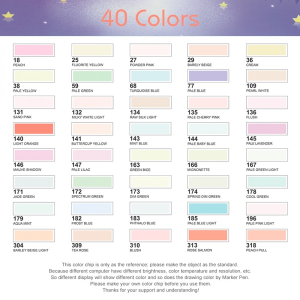 Набір маркерів Arrtx Alp ASM-02-PT01 40 кольорів пастельні відтінки LC302598 