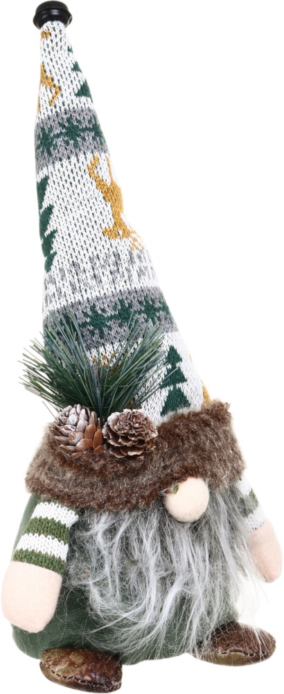 Декорация новогодняя Гном стоящий 15х30 см зеленый дизайн в ассортименте AG23288AB