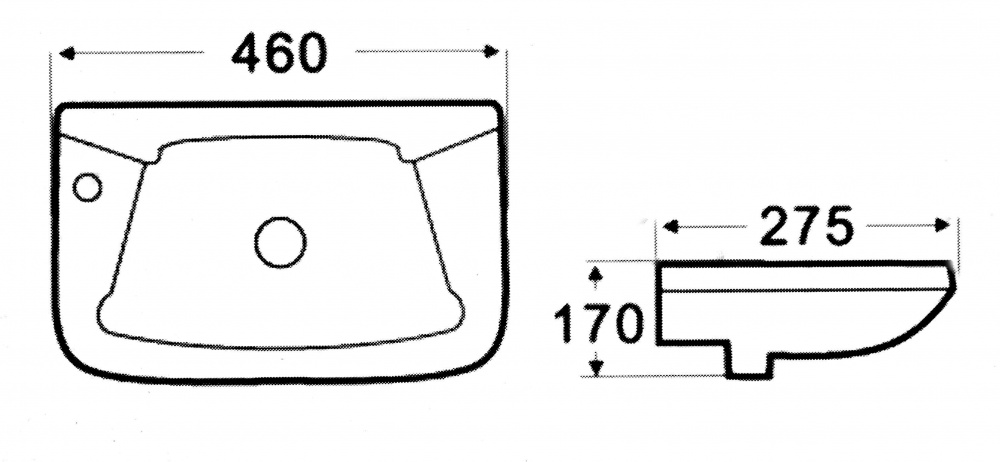 Умывальник Water House Standart Sense 46x27,5 см L