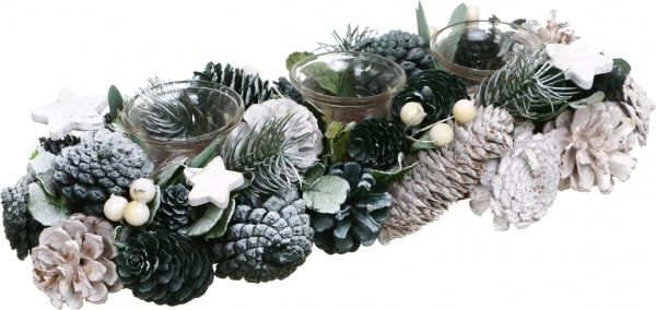 Декорация новогодняя Подсвечник на 3 свечи с декором 38 см E581451A 